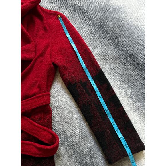 Cupcakes & cashmere 'Brighton' Houndstooth Wrap Coat Wool Belted Size Small Cozy - Picture 12 of 12